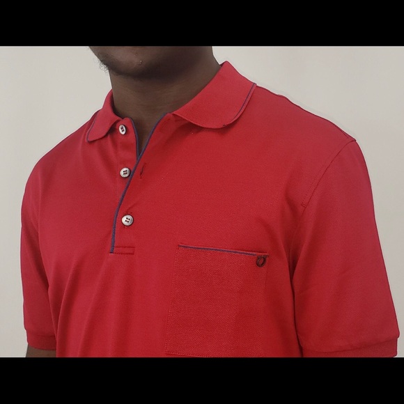 Salvatore Ferragamo Short Sleeve Polo in Red NEW WITH TAGS - Picture 2 of 5